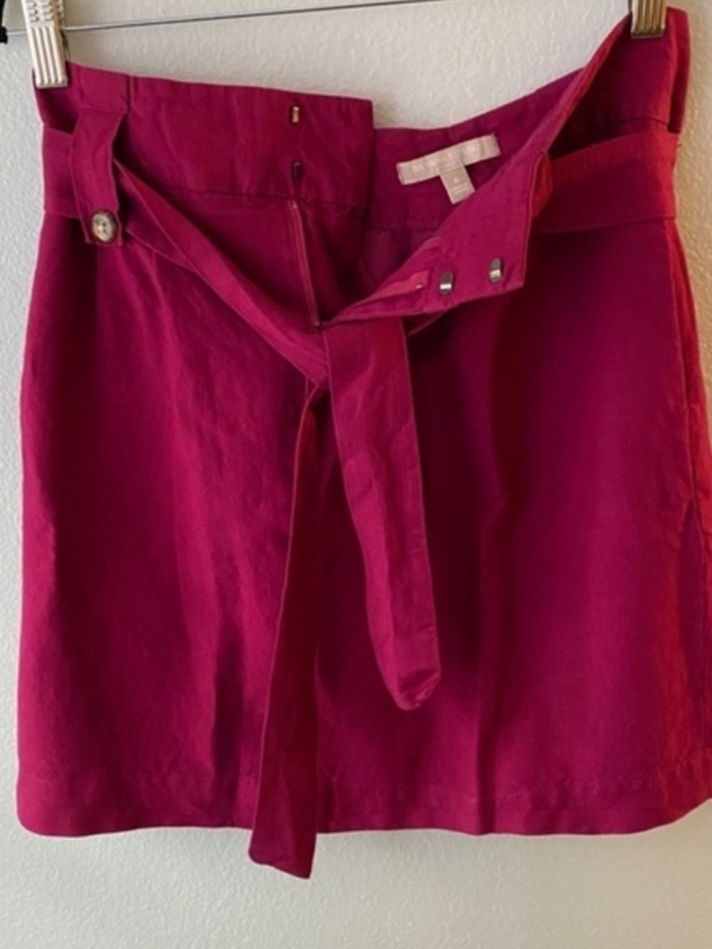 Banana Republic Fuschia Linen Blend Mini Skirt with Tie Waist